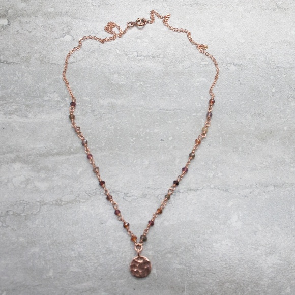 Rose gold & rainbow tourmaline necklace - Picture 2 of 5